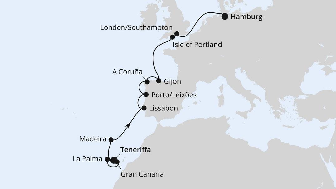 Von Teneriffa über Portugal nach Hamburg