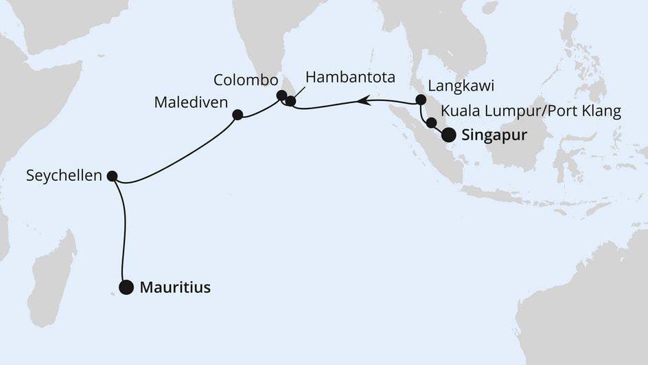 Von Singapur über Sri Lanka nach Mauritius