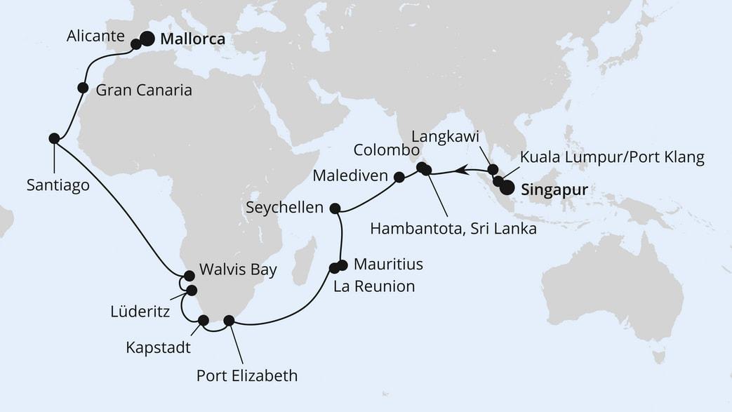 Weltenbummler von Singapur nach Mallorca