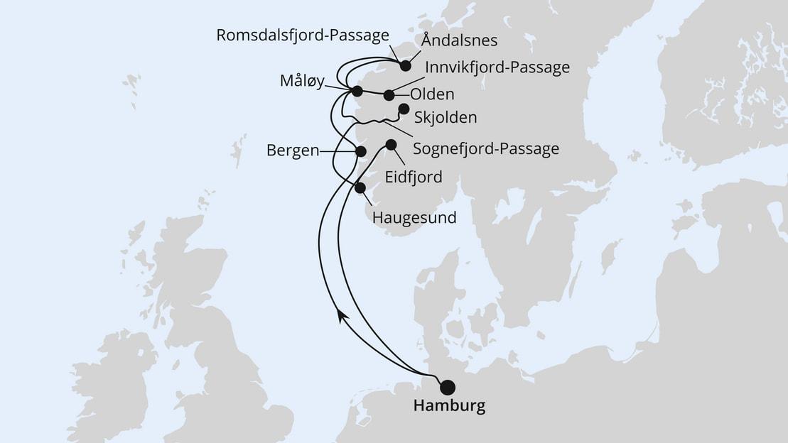 Norwegische Fjordlandschaft ab Hamburg 1