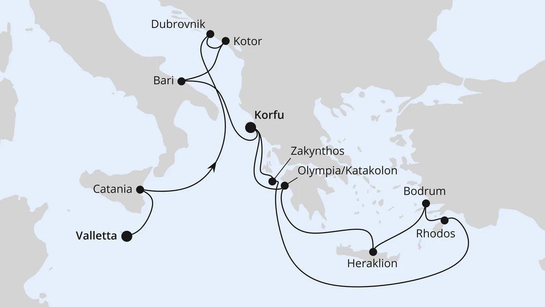 Sizilien, Adria & Griechenland ab Malta