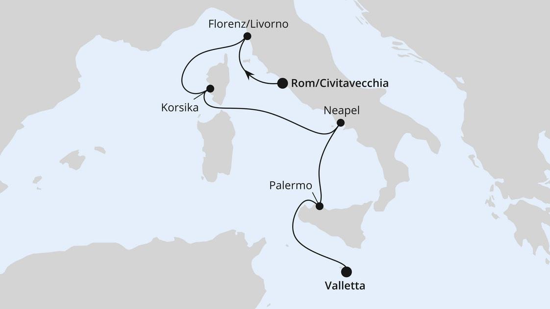 Italien, Korsika & Malta ab Civitavecchia