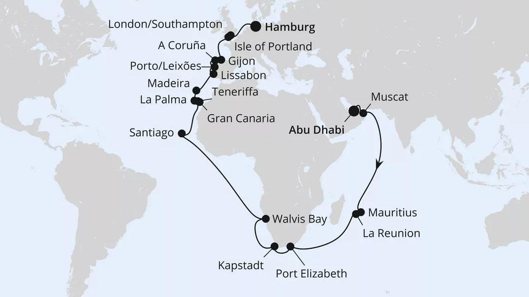 Weltenbummler Südafrika & Mauritius ab Abu Dhabi