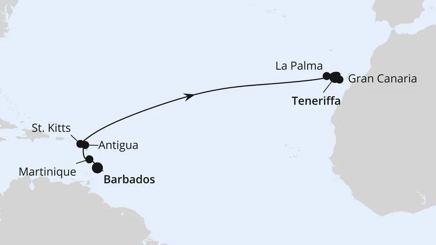 Von Barbados nach Teneriffa