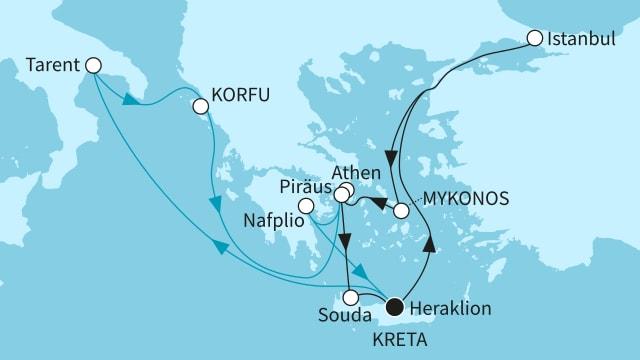 Inselperlen des Mittelmeers mit Athen und Istanbul