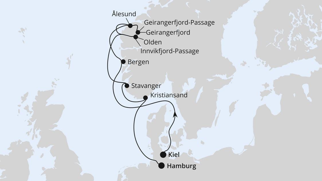 Norwegens Fjord-Weltnaturerbe ab Kiel