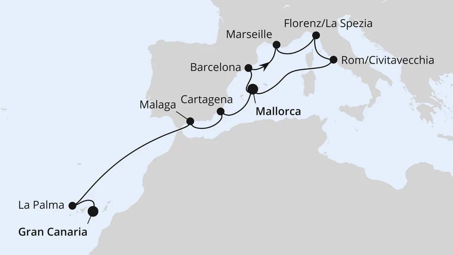 Italien, Andalusien & Kanaren ab Mallorca