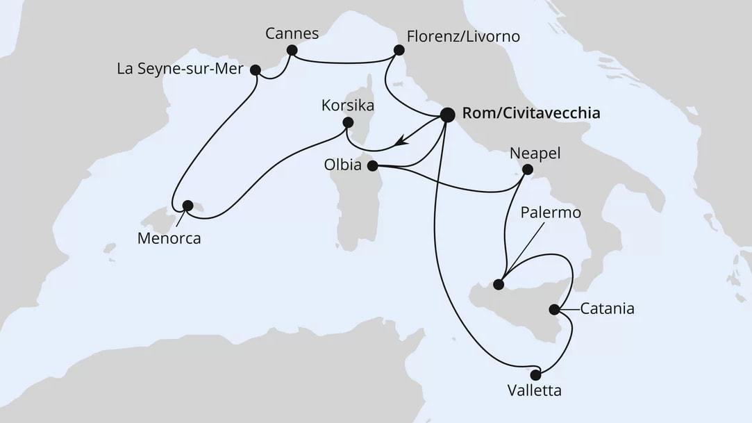 Italien & Mittelmeerinseln ab Civitavecchia
