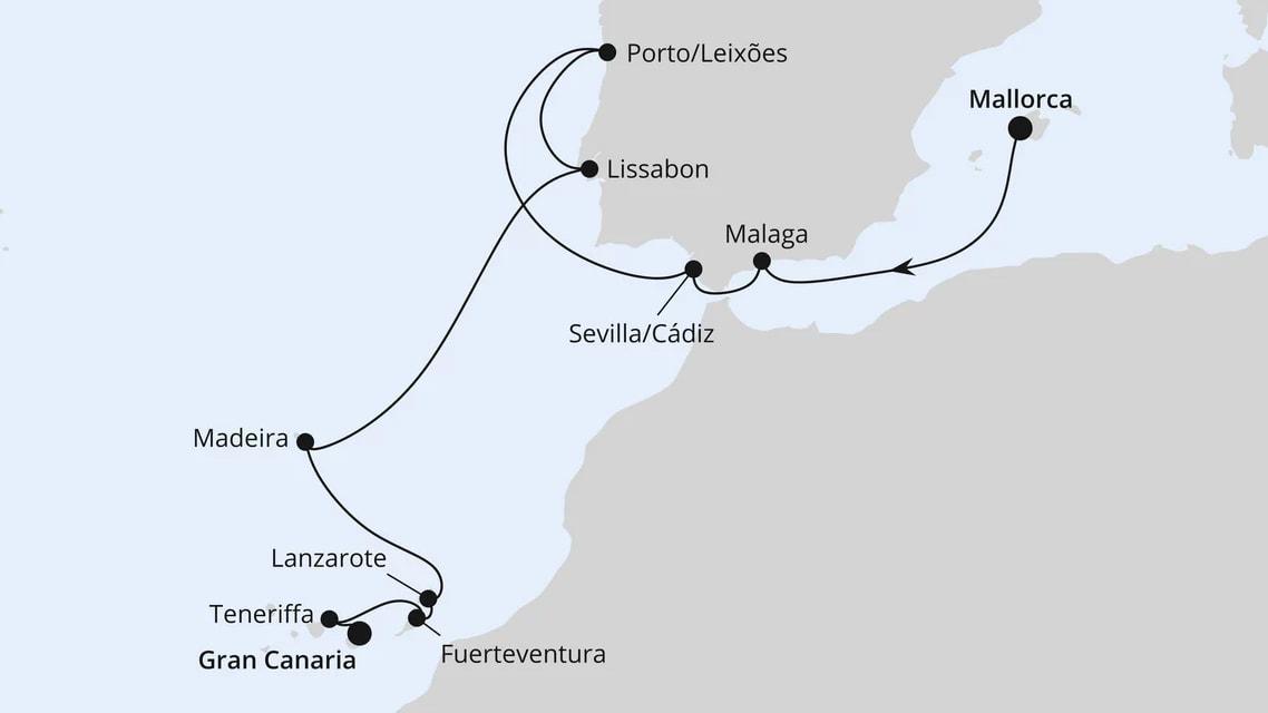 Mittelmeer & Atlantikküste mit Kanaren ab Mallorca