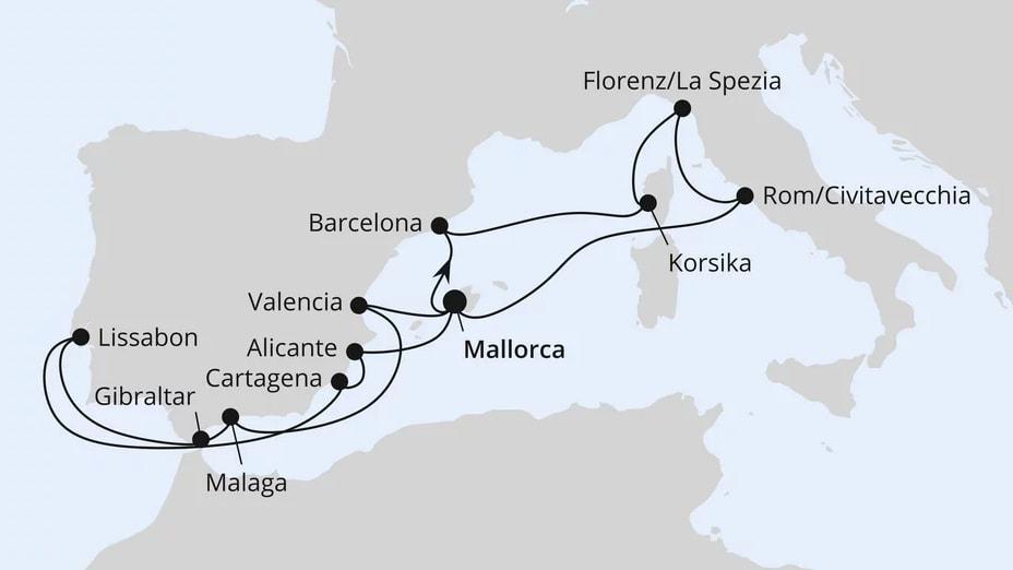 Große Feiertagsreise im Mittelmeer ab Mallorca