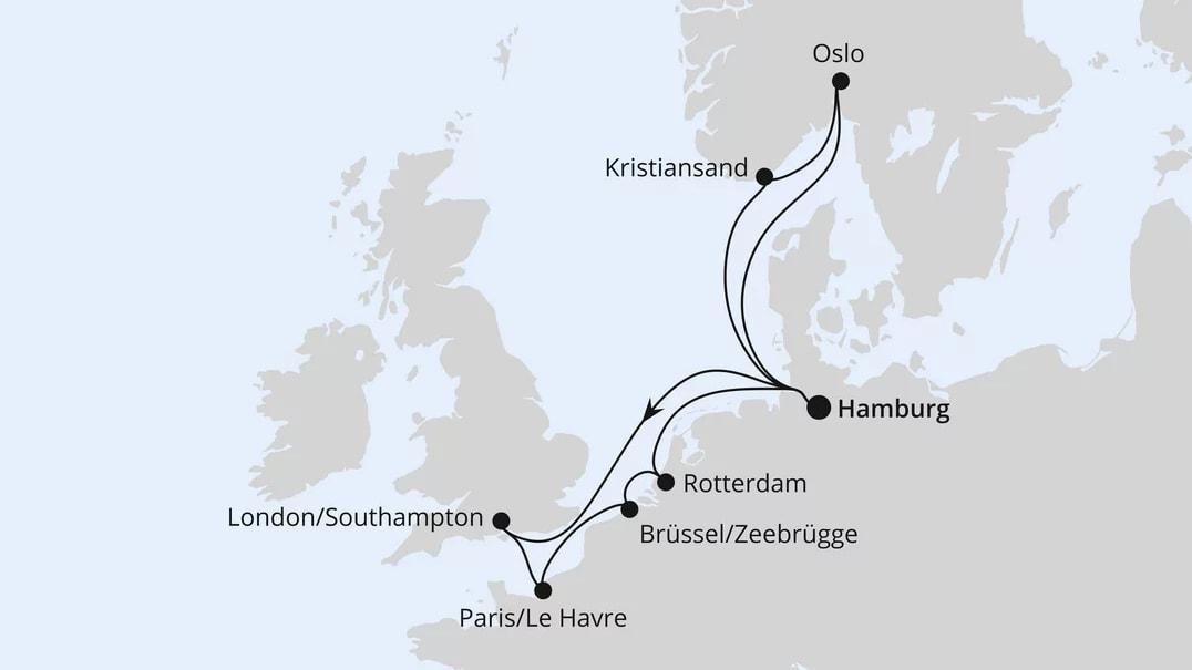 Westeuropas Metropolen & Norwegen ab Hamburg