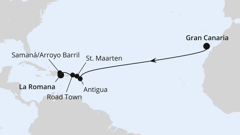 Von Gran Canaria über Antigua in die Dom. Republik