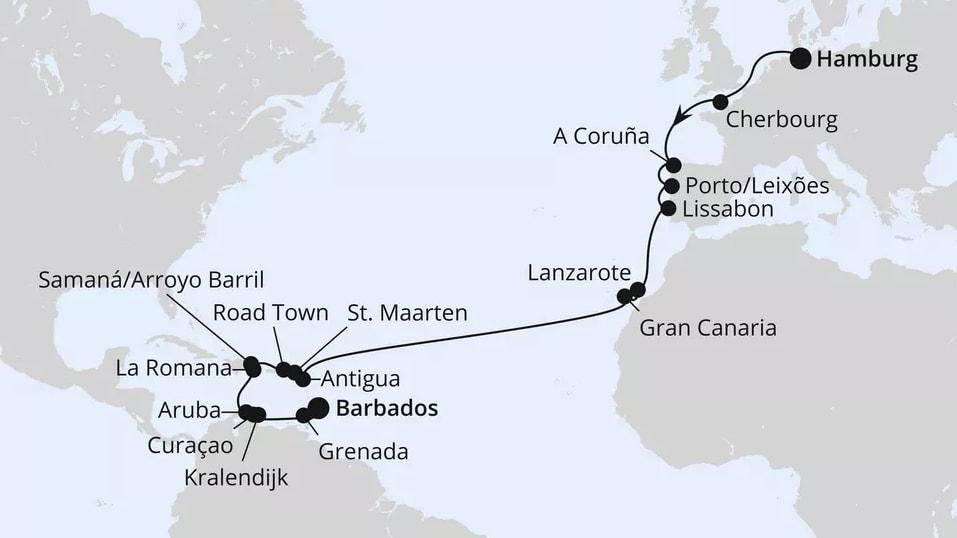 Von Hamburg über die Kanaren nach Barbados