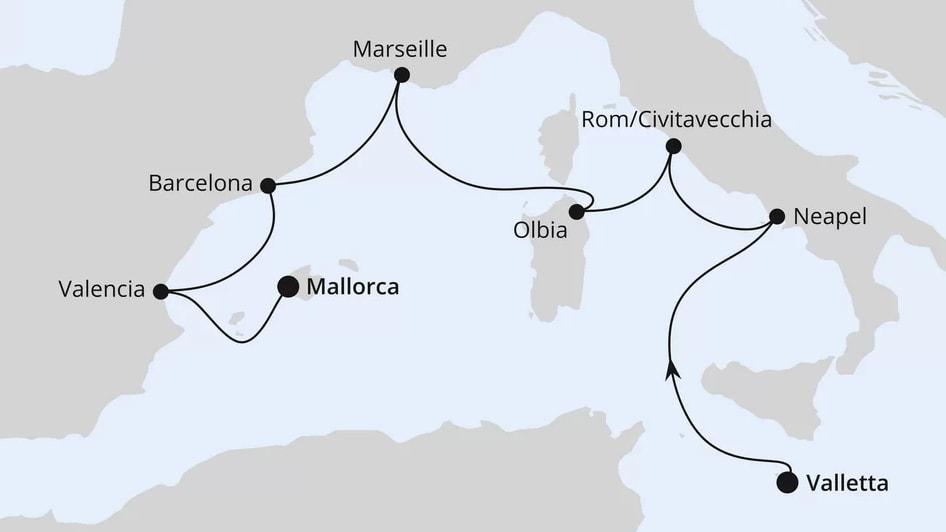 Italien, Frankreich & Spanien ab Malta