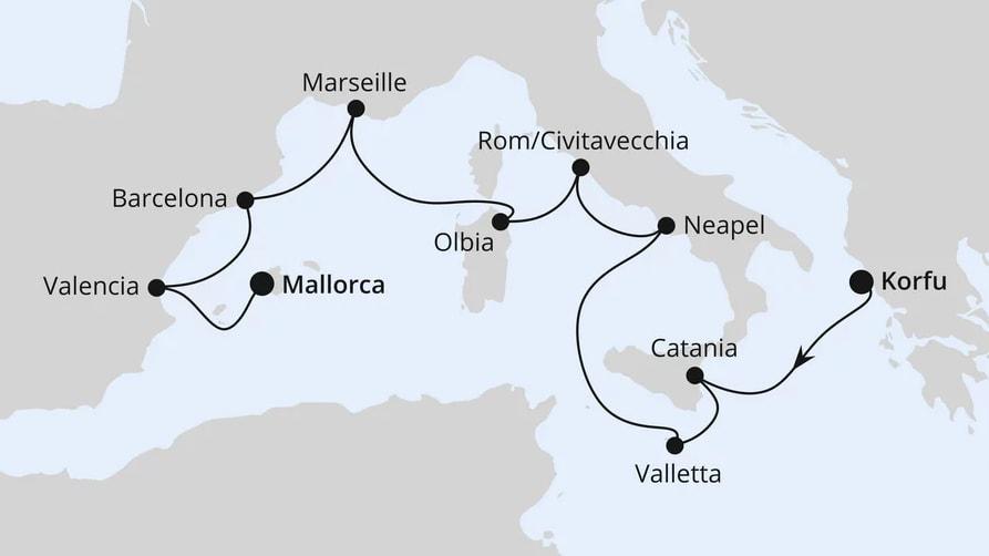 Spanien, Italien & Malta ab Korfu