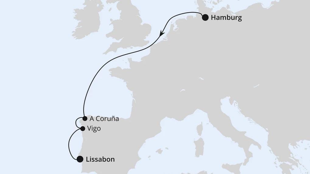 Von Hamburg über Galicien nach Lissabon