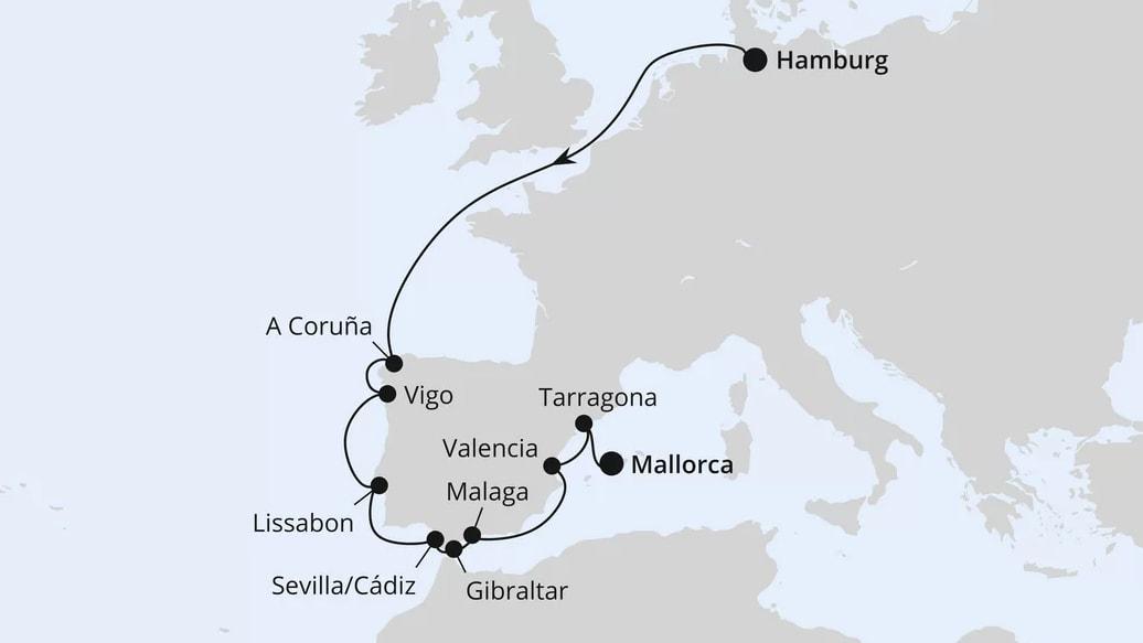 Von Hamburg über Portugal nach Mallorca
