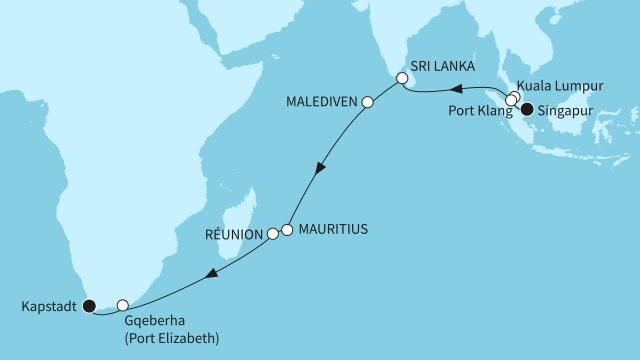 Indischer Ozean mit Mauritius