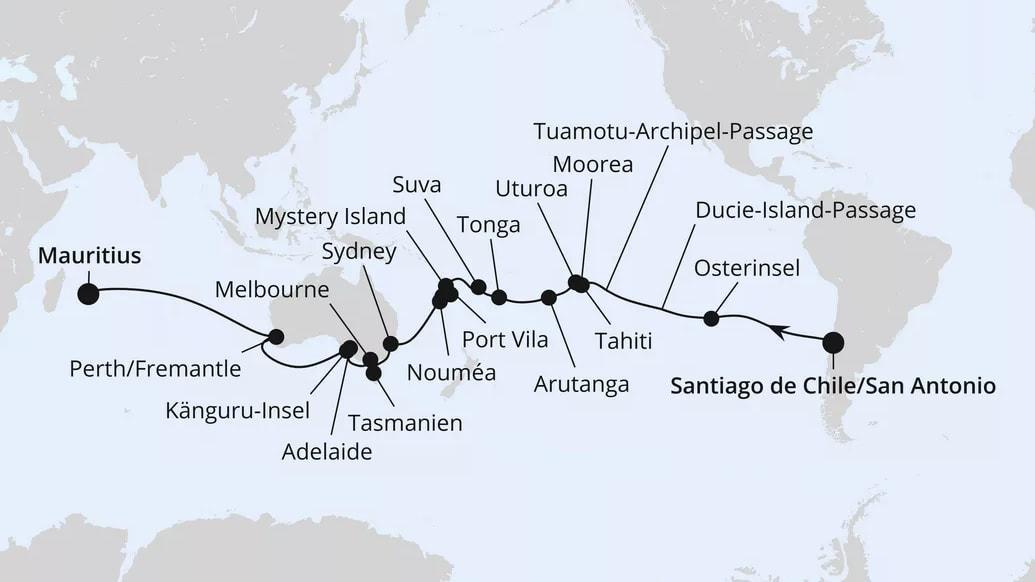 Von San Antonio nach Mauritius