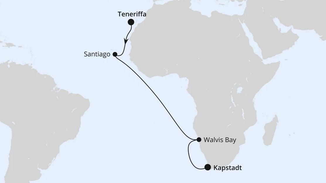 Von Teneriffa über Namibia nach Kapstadt