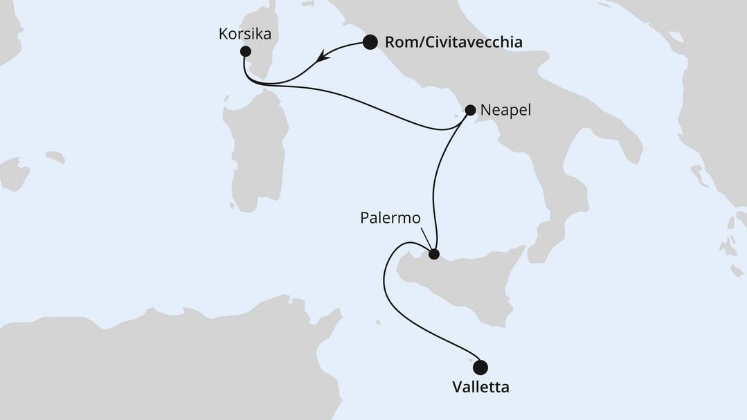 Italien, Korsika & Malta ab Civitavecchia