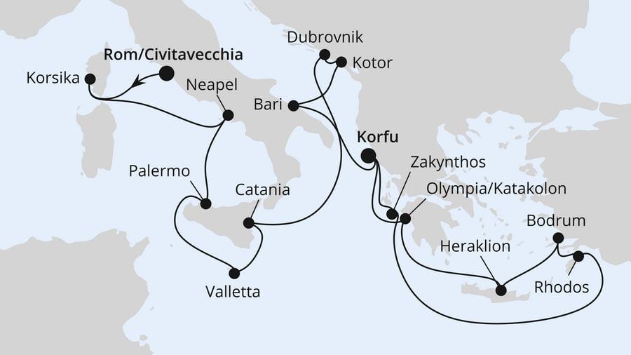Große Mittelmeer-Reise ab Civitavecchia
