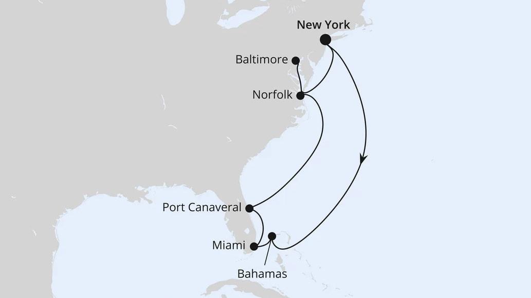 Florida, Maryland & Bahamas ab New York