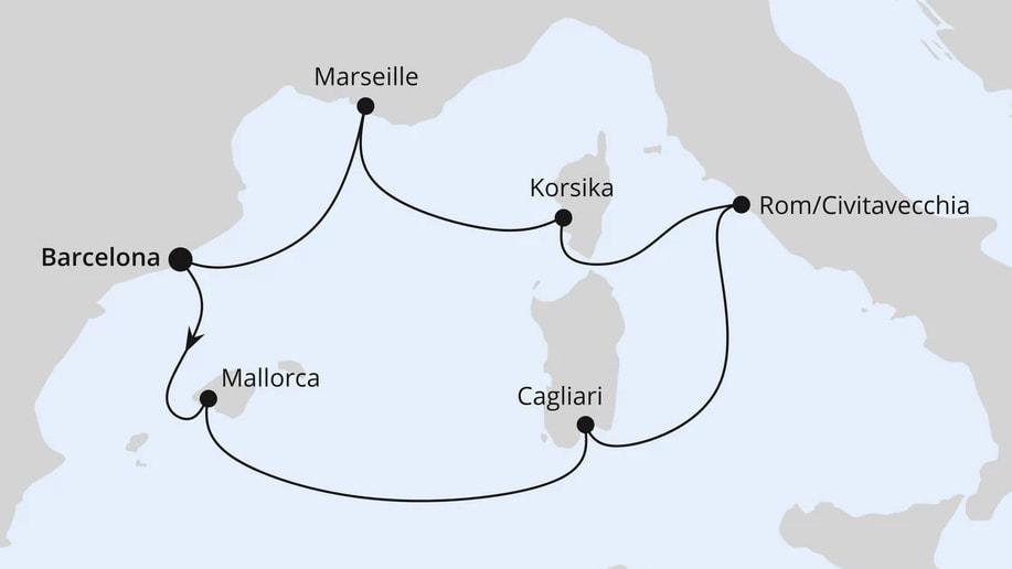 Mediterrane Schätze mit Sardinien ab Barcelona