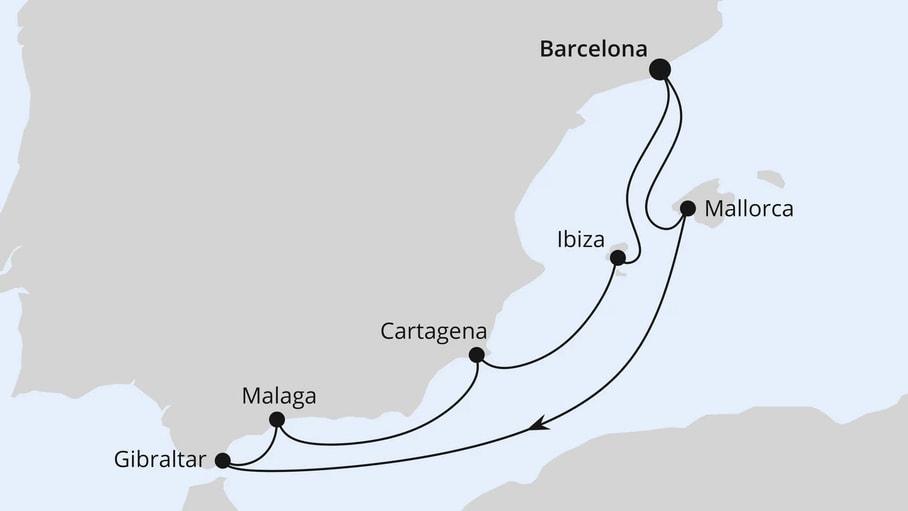 Mediterrane Schätze mit Gibraltar ab Barcelona