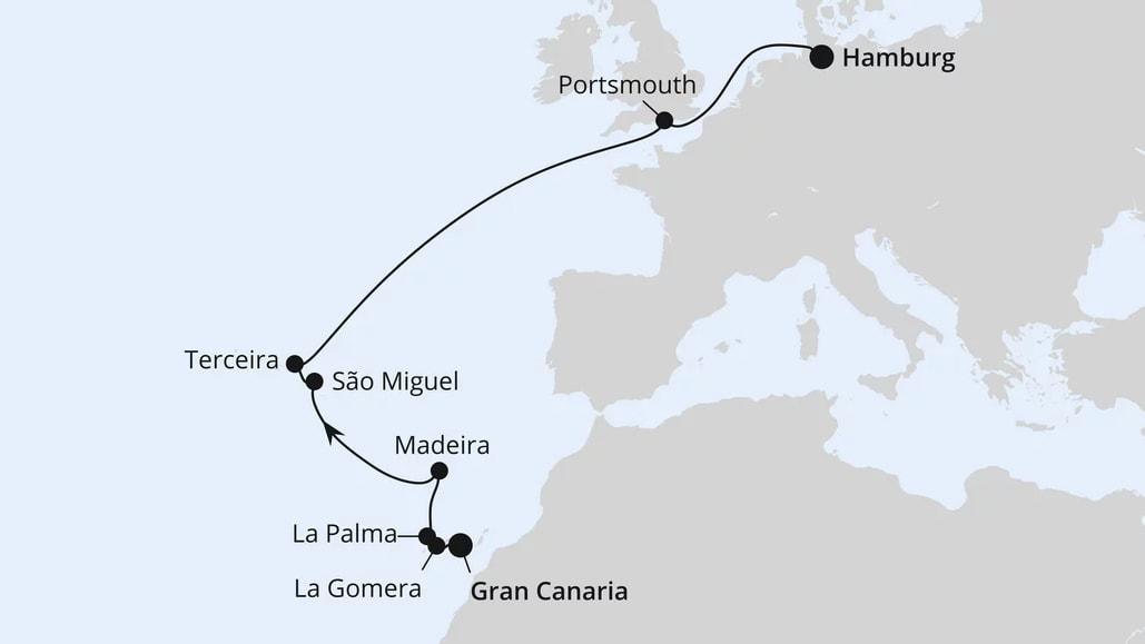 Von Gran Canaria über die Azoren nach Hamburg 1