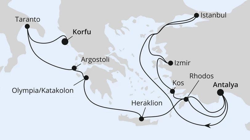 Türkei, Griechenland & Italien ab Antalya