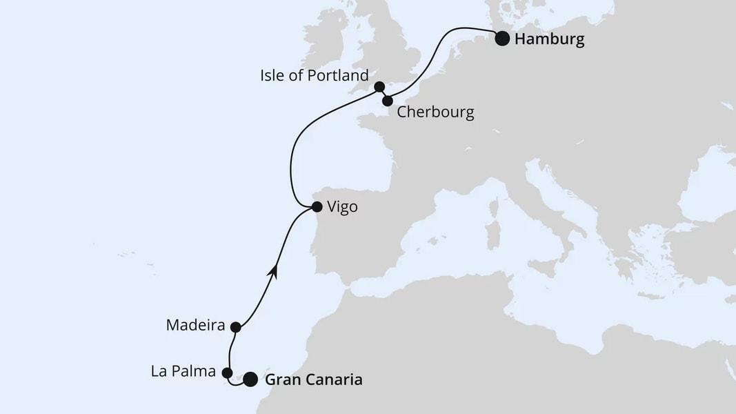 Von Gran Canaria über Portugal nach Hamburg