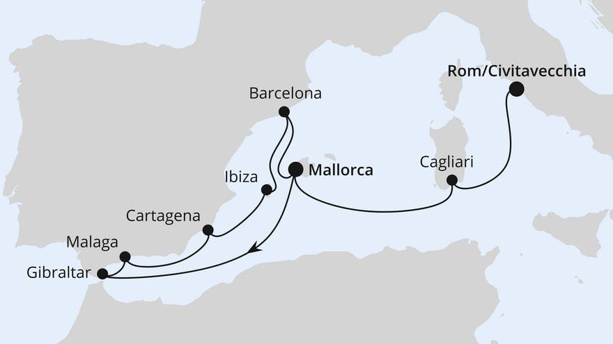 Spanien, Italien & Gibraltar ab Mallorca