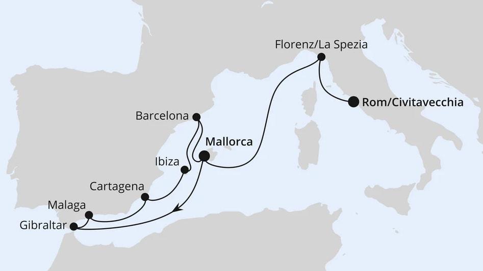 Spanien, Italien & Gibraltar ab Mallorca