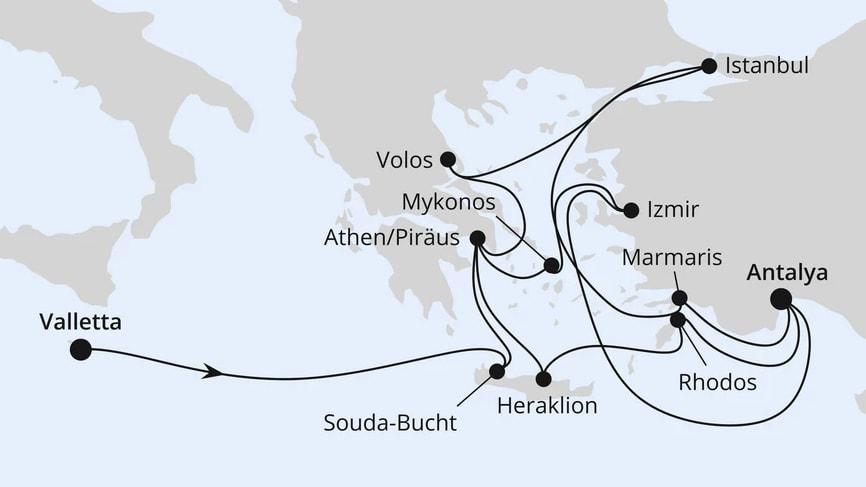 Große Mittelmeer-Reise mit Istanbul ab Malta