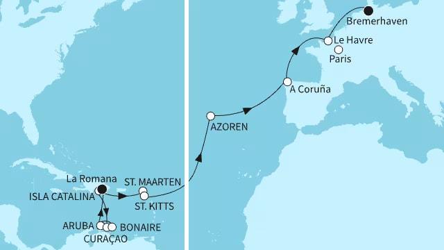 Große Karibikreise und Auszeit auf dem Atlantik