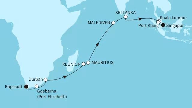 Indischer Ozean mit Mauritius