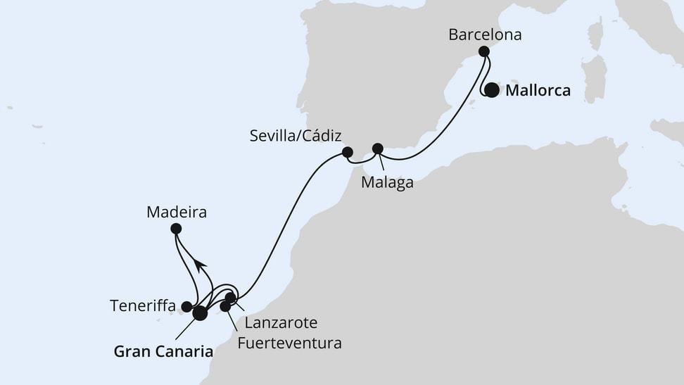 Kanaren, Madeira & Andalusien ab Gran Canaria