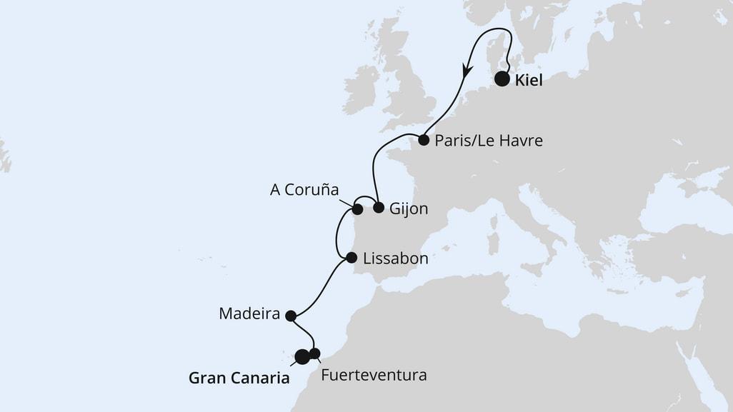 Europas Atlantikküste ab Kiel