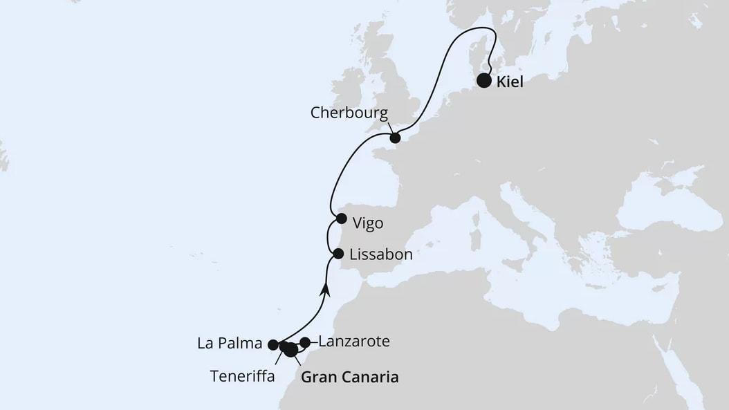 Europas Atlantikküste ab Gran Canaria