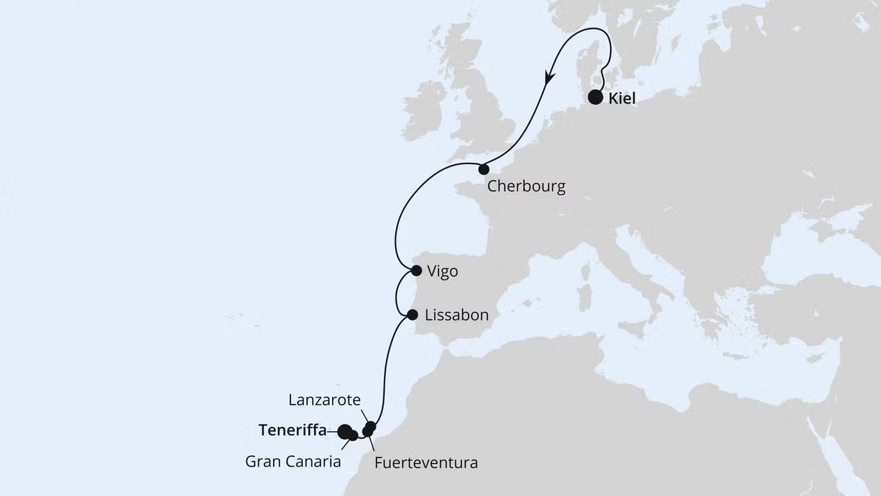 Europas Atlantikküste ab Kiel
