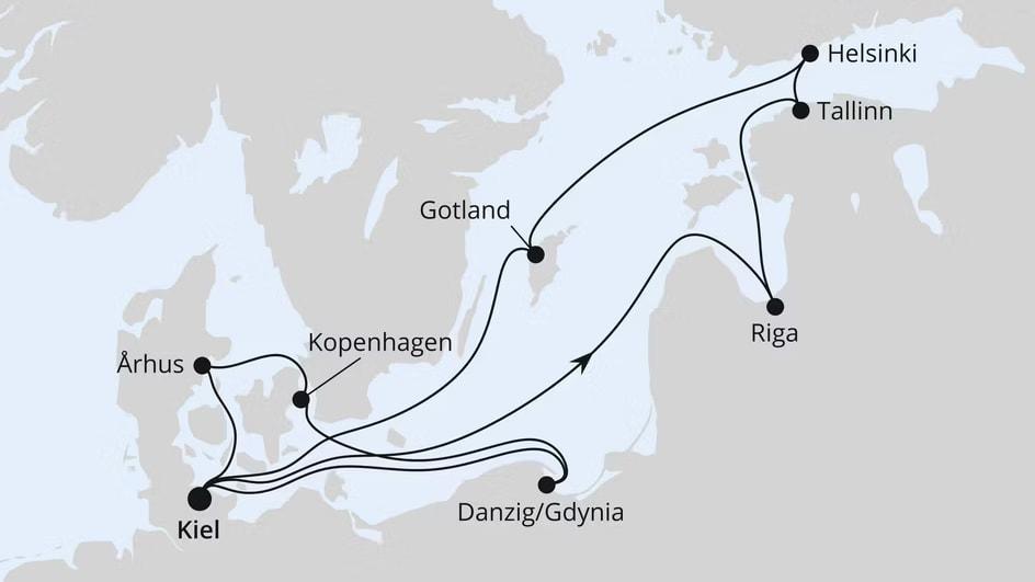 Große Ostsee-Reise mit Lichterfest in Riga ab Kiel