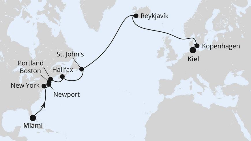Von Miami über Island nach Kiel
