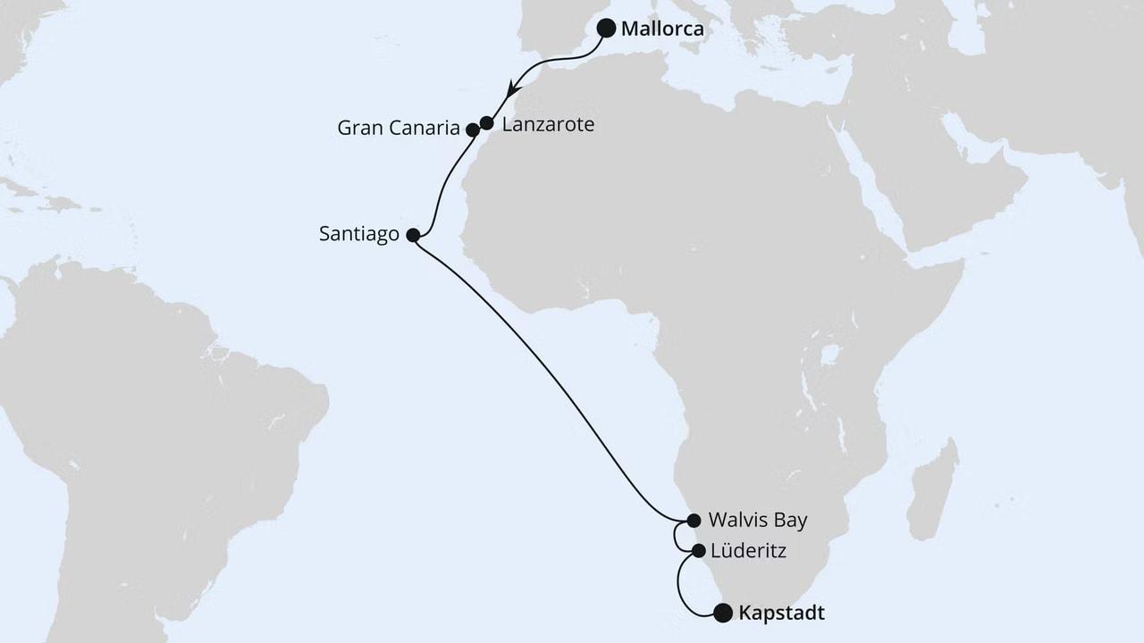 Von Mallorca über Namibia nach Kapstadt
