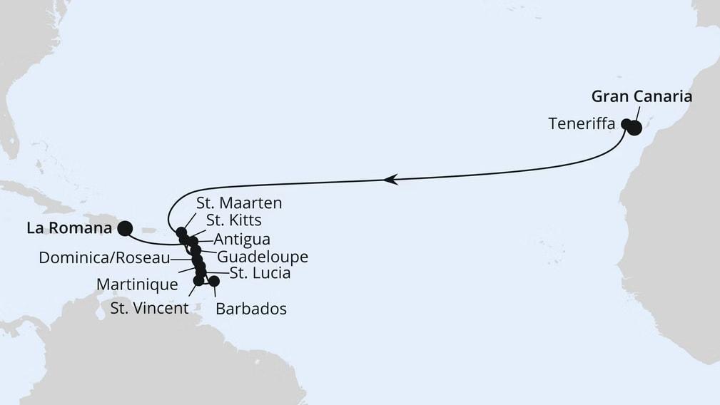 Von Gran Canaria über Curaçao in die Dom. Republik