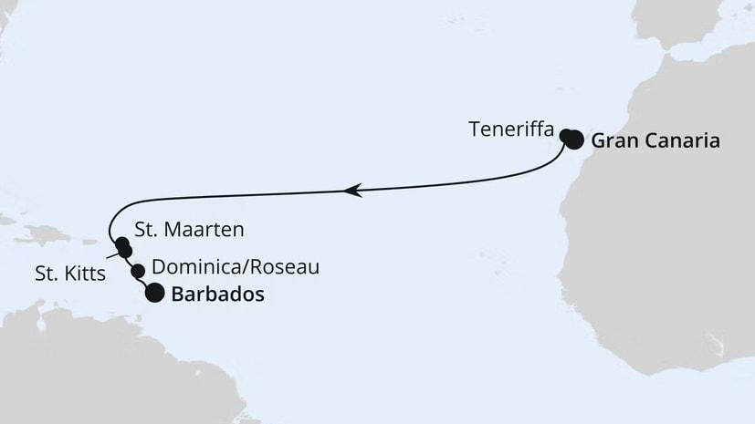 Von Gran Canaria über Antigua in die Dom. Republik