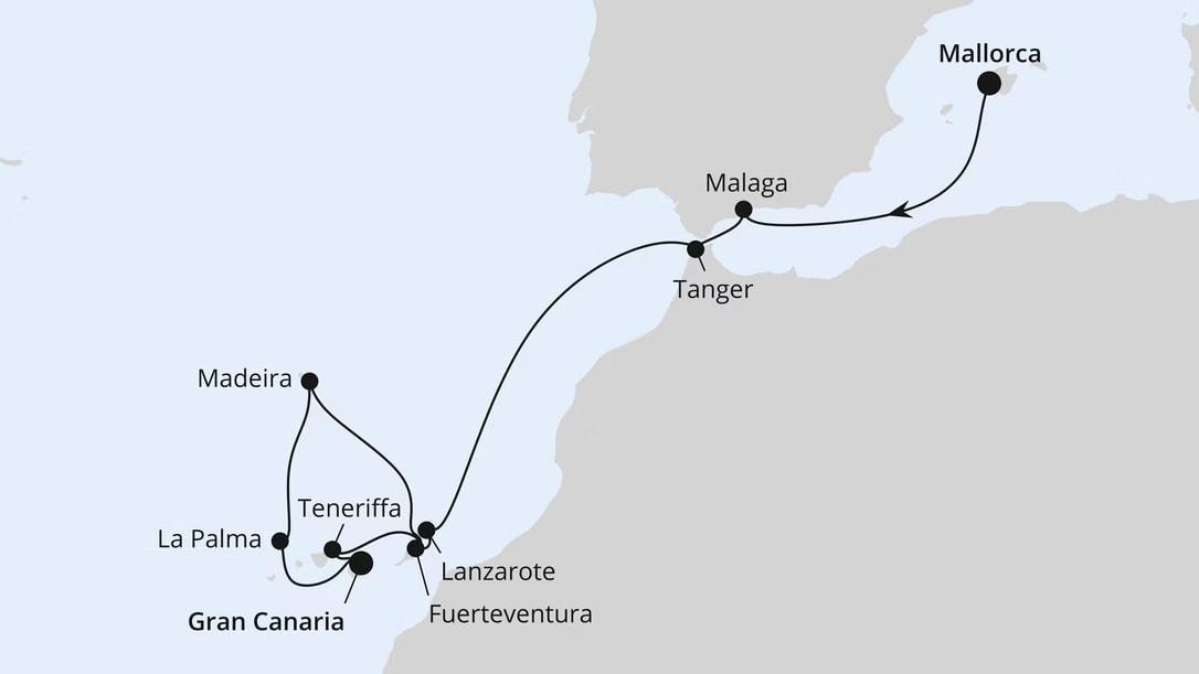 Mittelmeer & Atlantikküste mit Kanaren ab Mallorca