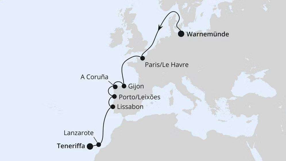 Von Warnemünde über Portugal nach Teneriffa