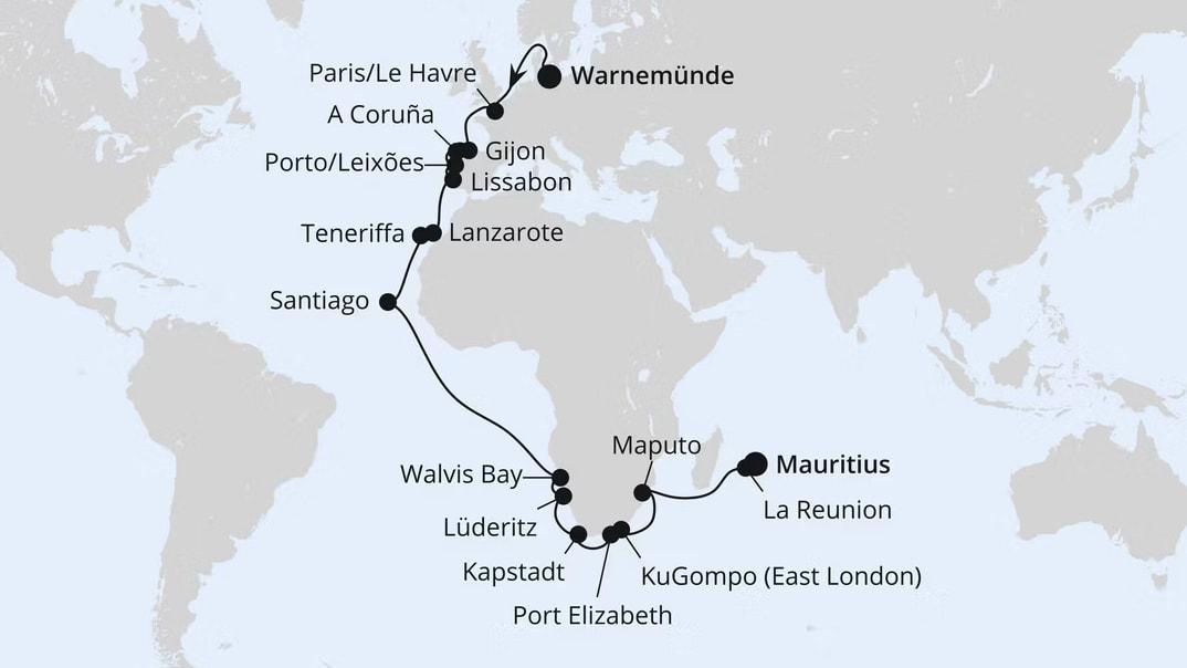 Weltenbummler Afrika mit Mauritius ab Warnemünde 1