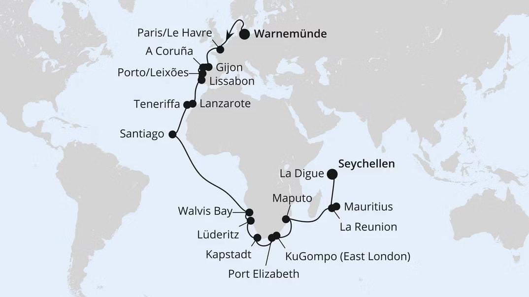 Weltenbummler Afrika mit Seychellen ab Warnemünde